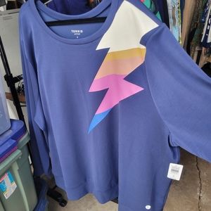 Torrid Sz 6x Active Sweatshirt Navy Blue With Lightning Bolt Designs